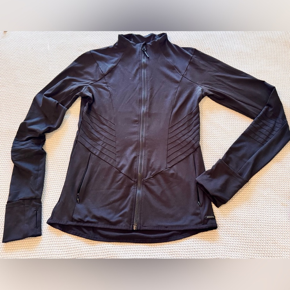 MONDETTA Lightweight Stretchy Knit Women's Black Fitted Athleisure Jacket - Picture 4 of 10